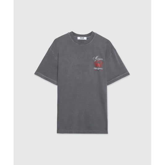 MSGM Gray Cotton T-Shirt - Modern Casual Wear