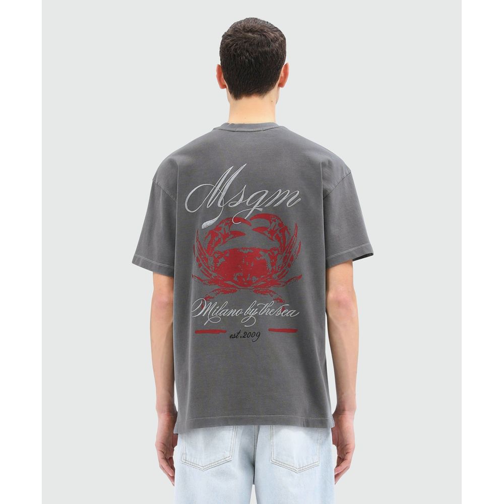 MSGM Gray Cotton T-Shirt