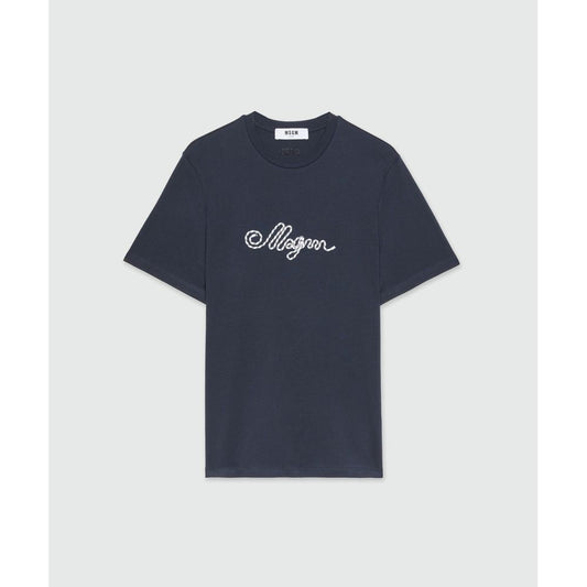 MSGM Blue Cotton T-Shirt - Trendy Casual Wear