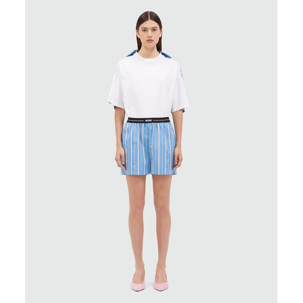 MSGM Blue Cotton Bermuda Shorts