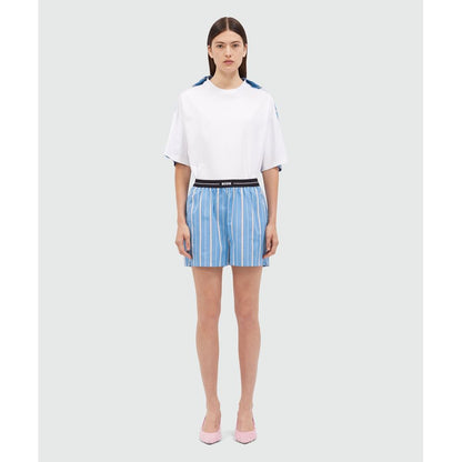MSGM Blue Cotton Bermuda Shorts
