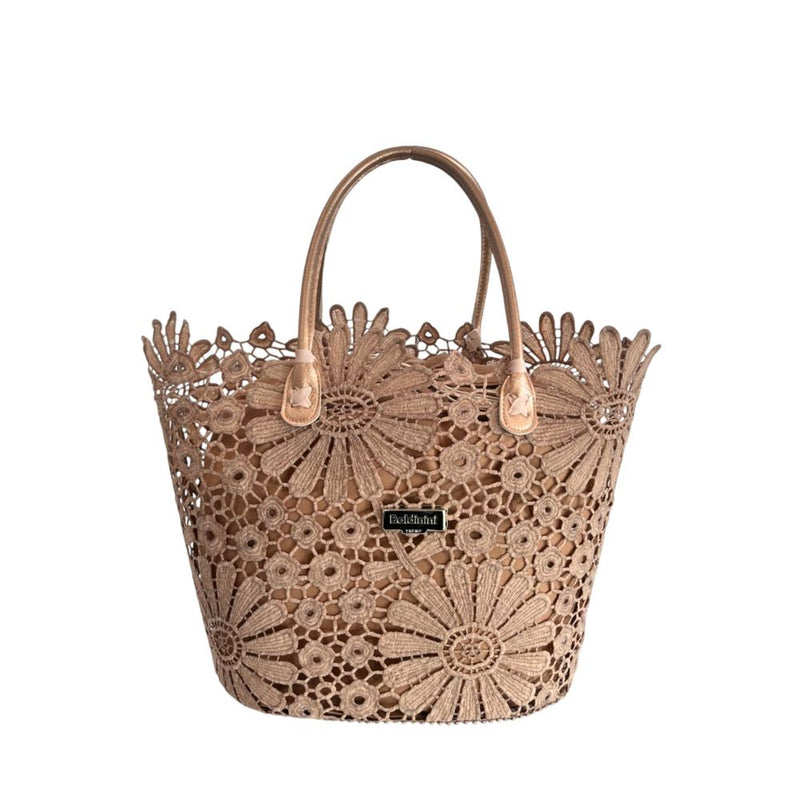 Baldinini Trend Brown PU Women Handbag - Elegant Floral Design