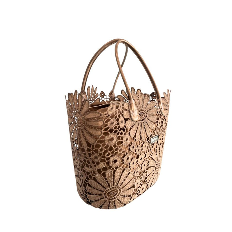 Baldinini Trend Brown PU Women Handbag - Elegant Floral Design