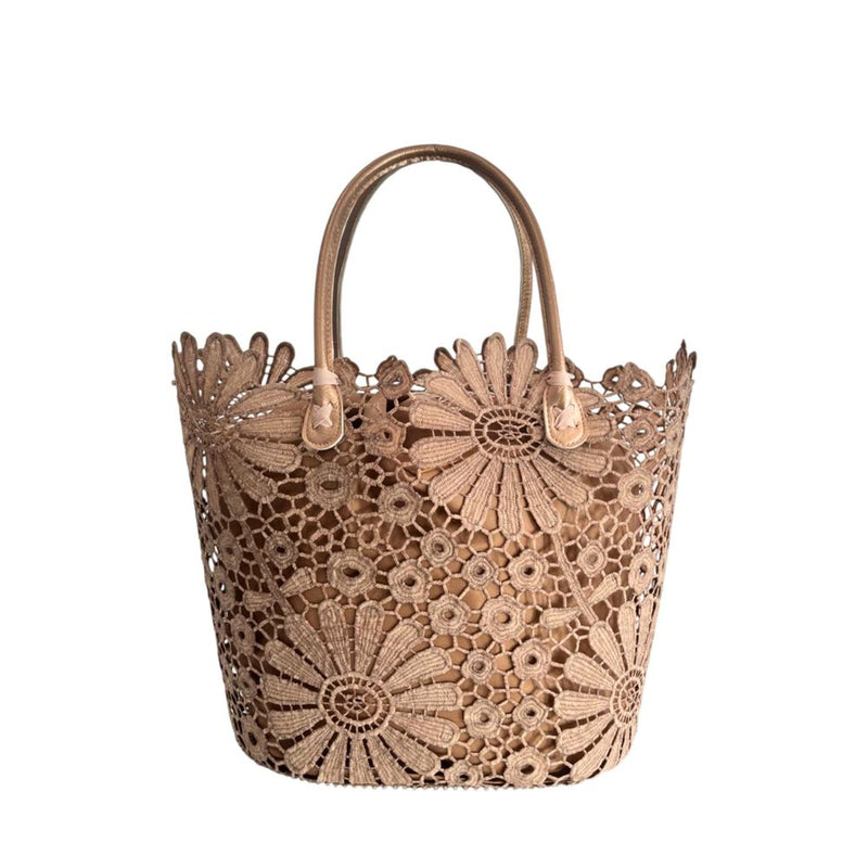 Baldinini Trend Brown PU Women Handbag - Elegant Floral Design