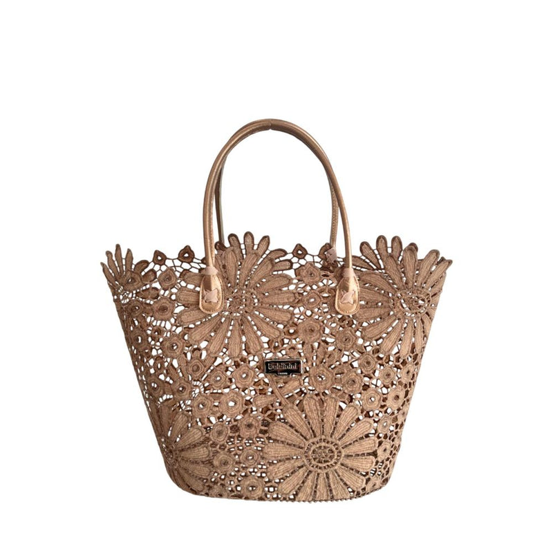 Baldinini Trend Brown PU Women Handbag - Elegant Floral Design