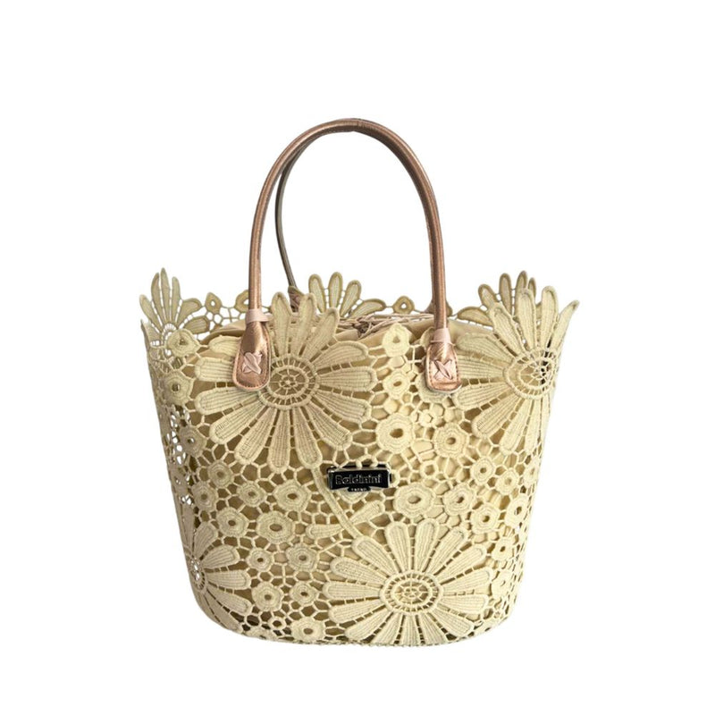 Baldinini Trend Beige PU Women Handbag - Chic Floral Design