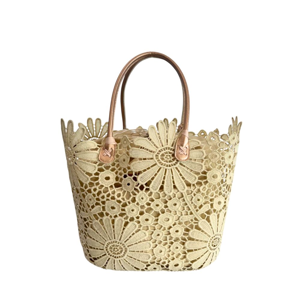 Baldinini Trend Beige PU Women Handbag - Chic Floral Design