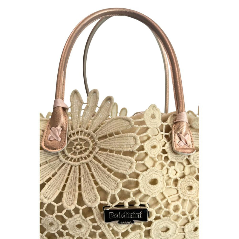 Baldinini Trend Beige PU Women Handbag - Chic Floral Design