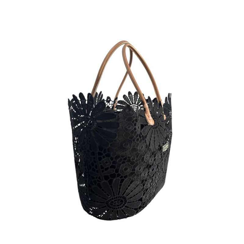 Baldinini Trend Black PU Women Handbag - Chic Floral Design