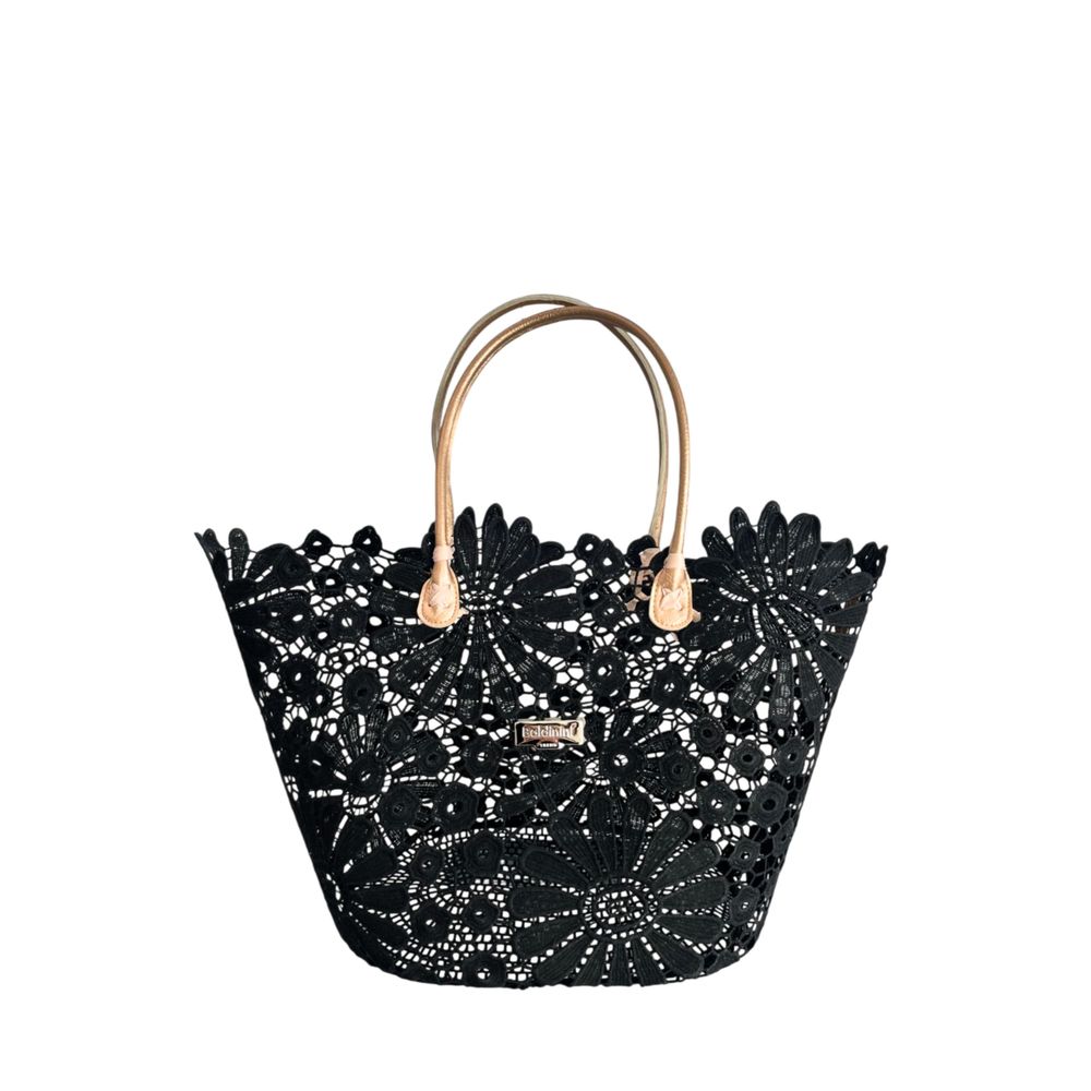 Baldinini Trend Black PU Women Handbag - Chic Floral Design