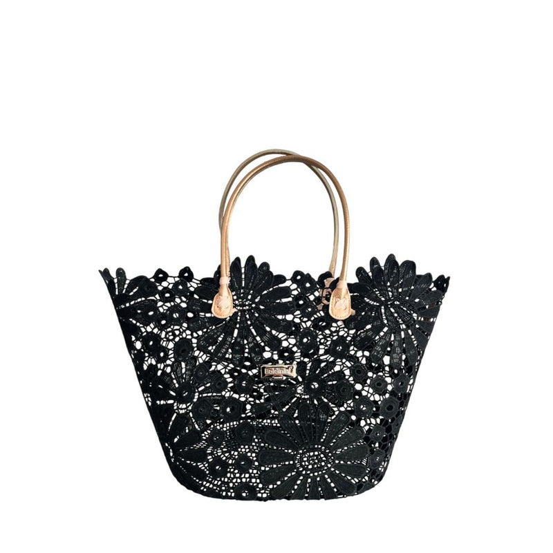 Baldinini Trend Black PU Women Handbag - Chic Floral Design