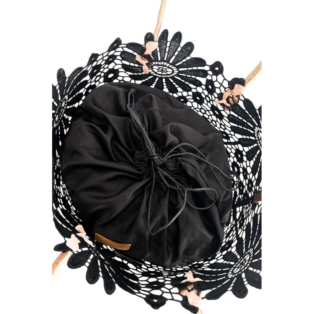 Baldinini Trend Black PU Women Handbag - Chic Floral Design