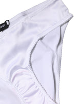 Dolce & Gabbana White Silk Stretch Mid Waist Brief Panty
