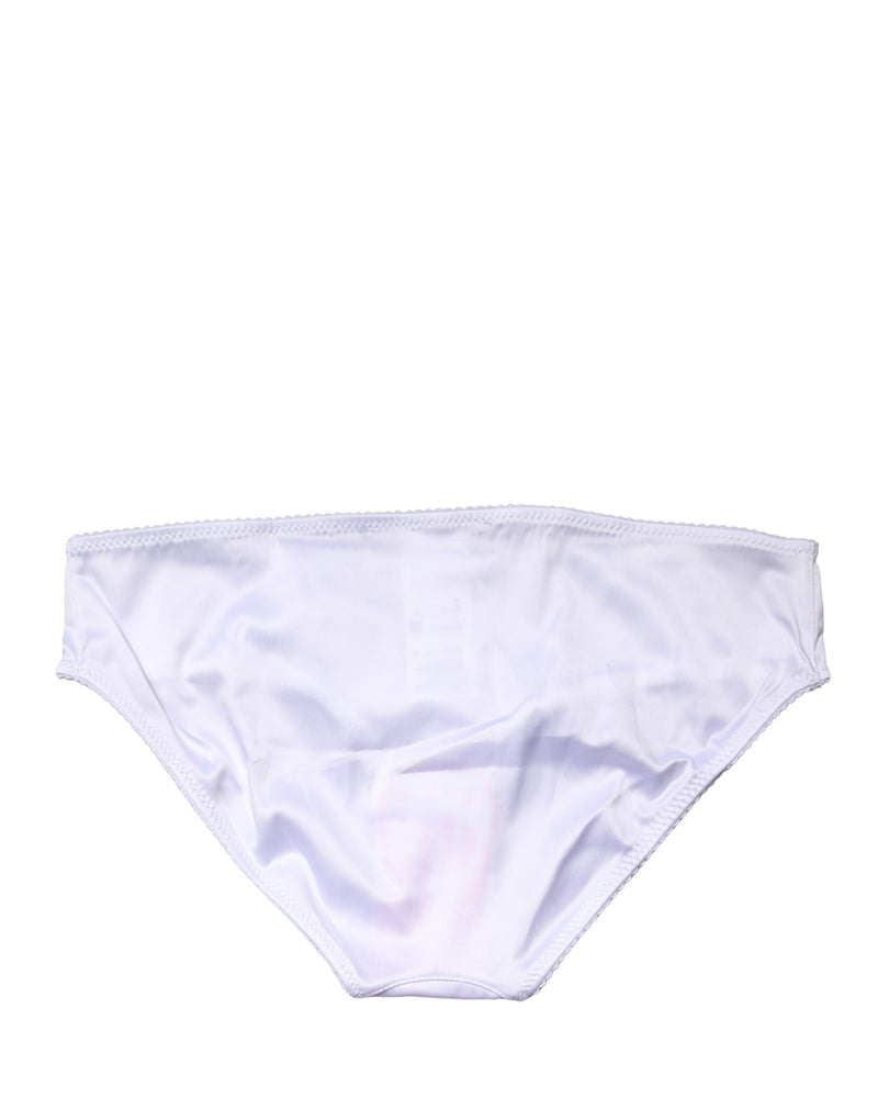 Dolce & Gabbana White Silk Stretch Mid Waist Brief Panty