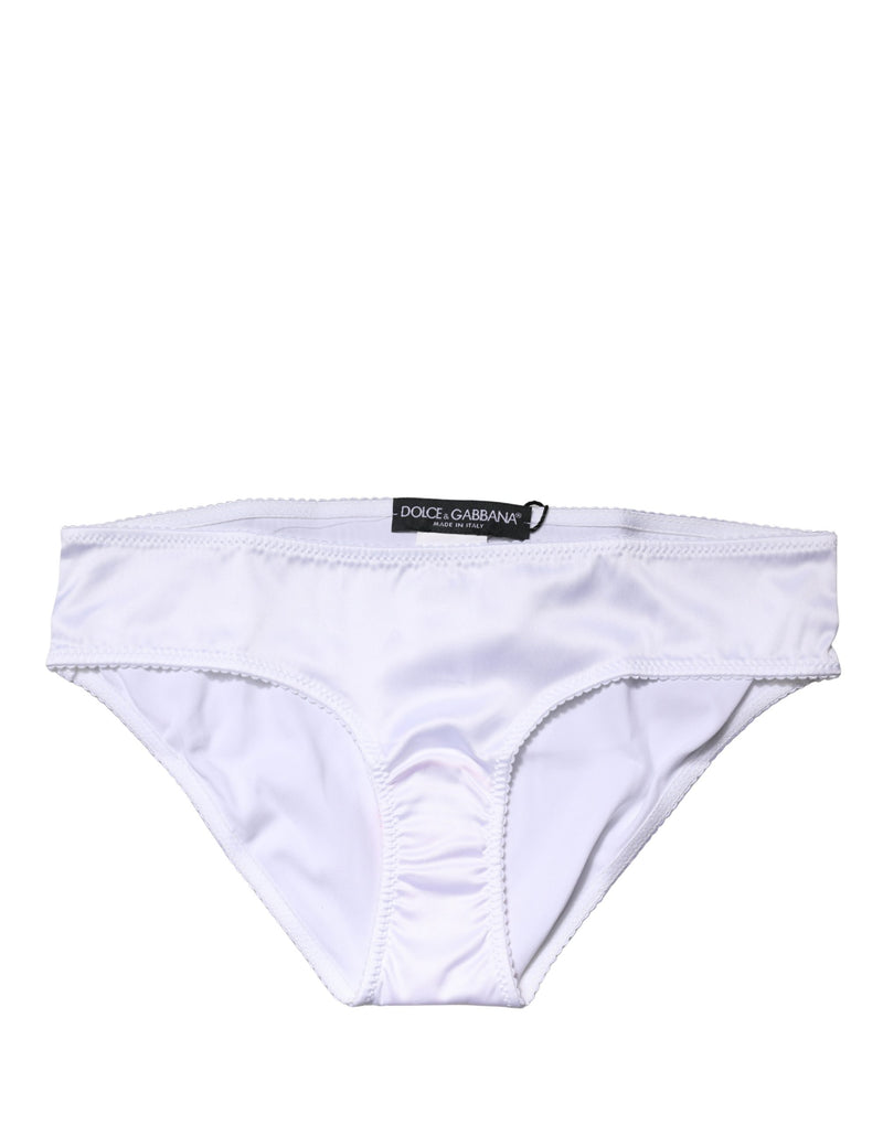 Dolce & Gabbana White Silk Stretch Mid Waist Brief Panty
