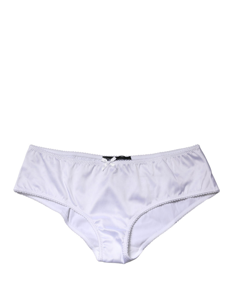 Dolce & Gabbana White Silk Stretch Mid Waist Brief Panty