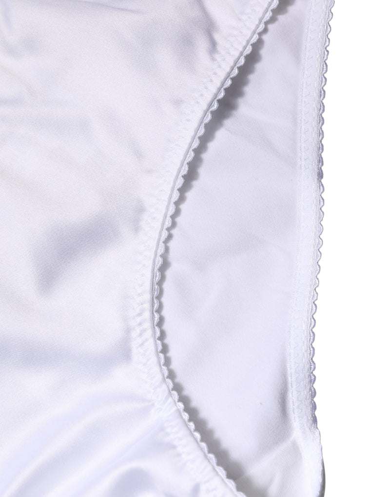 Dolce & Gabbana White Silk Stretch Mid Waist Brief Panty