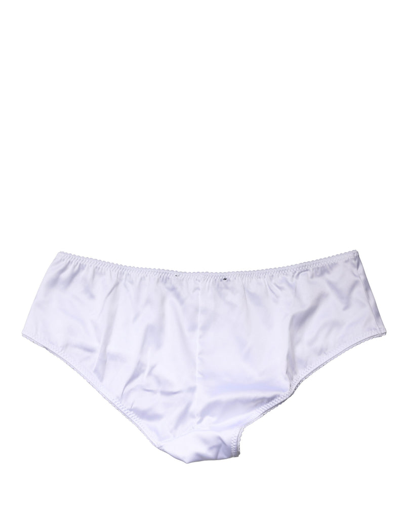 Dolce & Gabbana White Silk Stretch Mid Waist Brief Panty