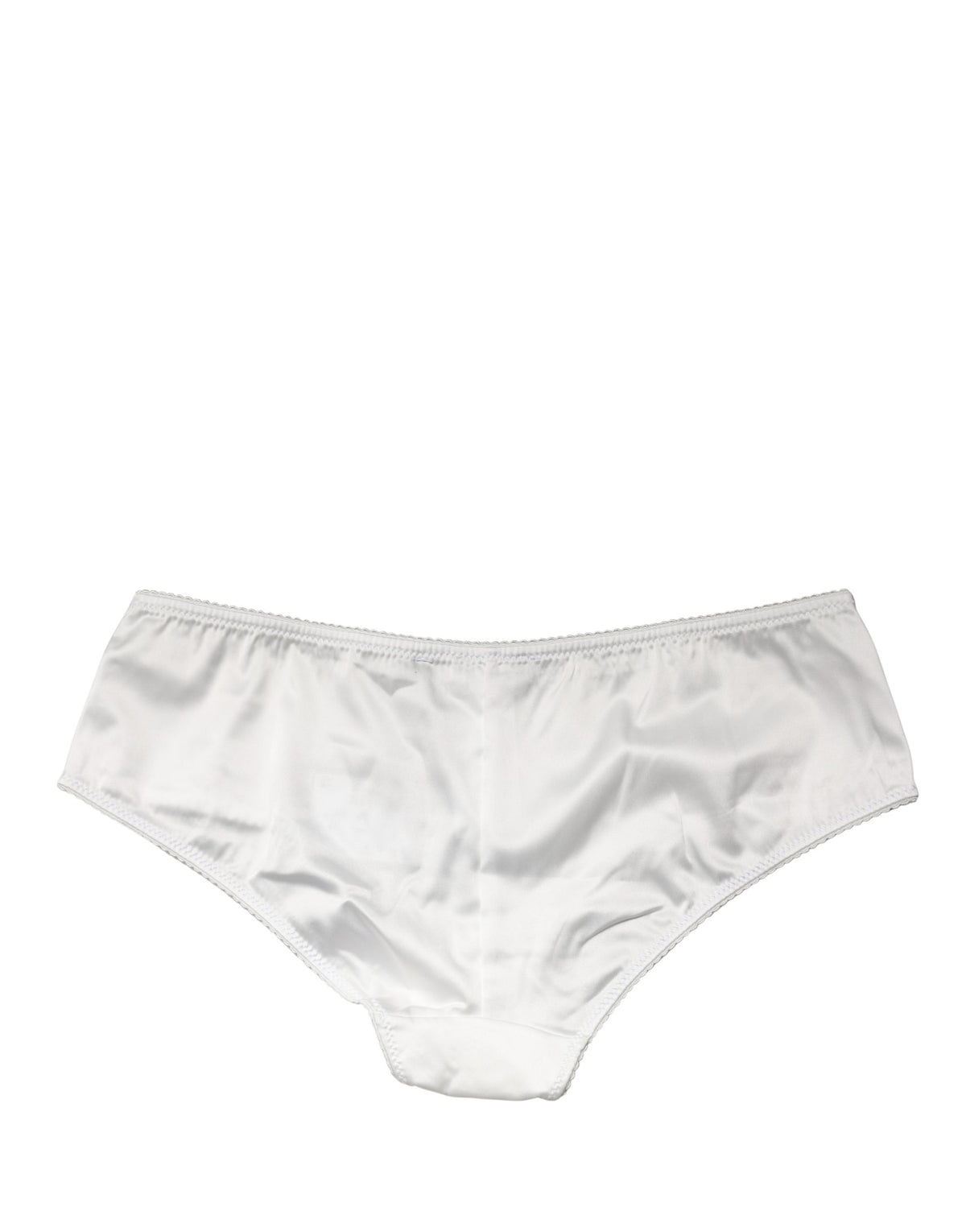 Dolce & Gabbana White Silk Stretch Mid Waist Brief Panty