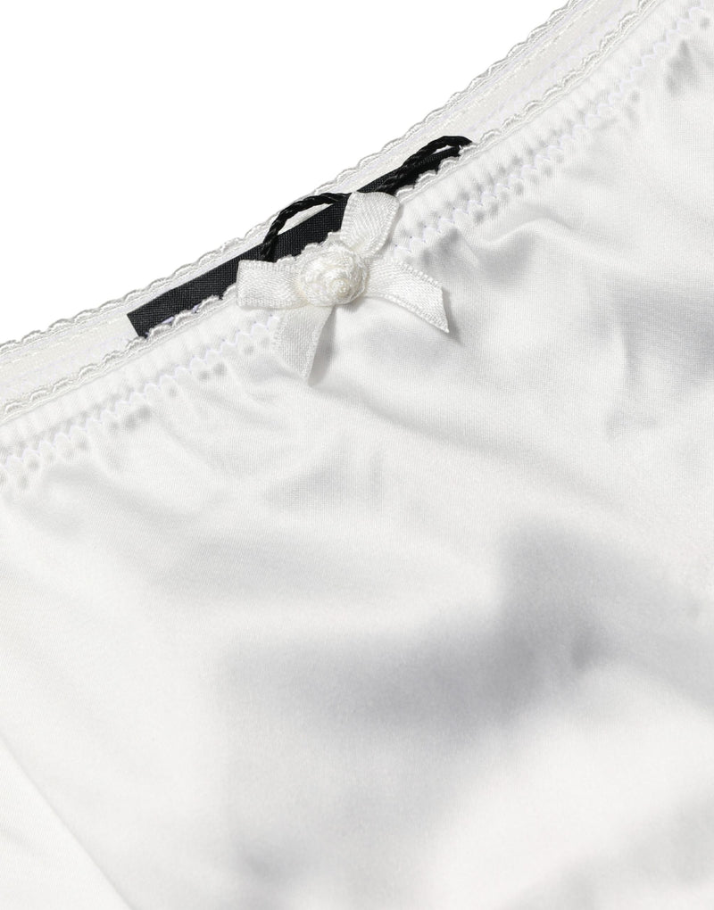 Dolce & Gabbana White Silk Stretch Mid Waist Brief Panty Underwear