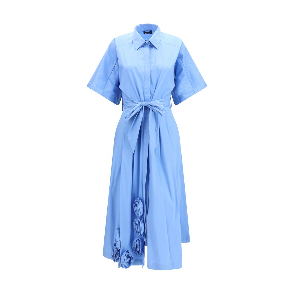 Robe Chemisier en Coton Bleu Ella - Élégante et Minimaliste