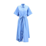 Robe Chemisier en Coton Bleu Ella - Élégante et Minimaliste
