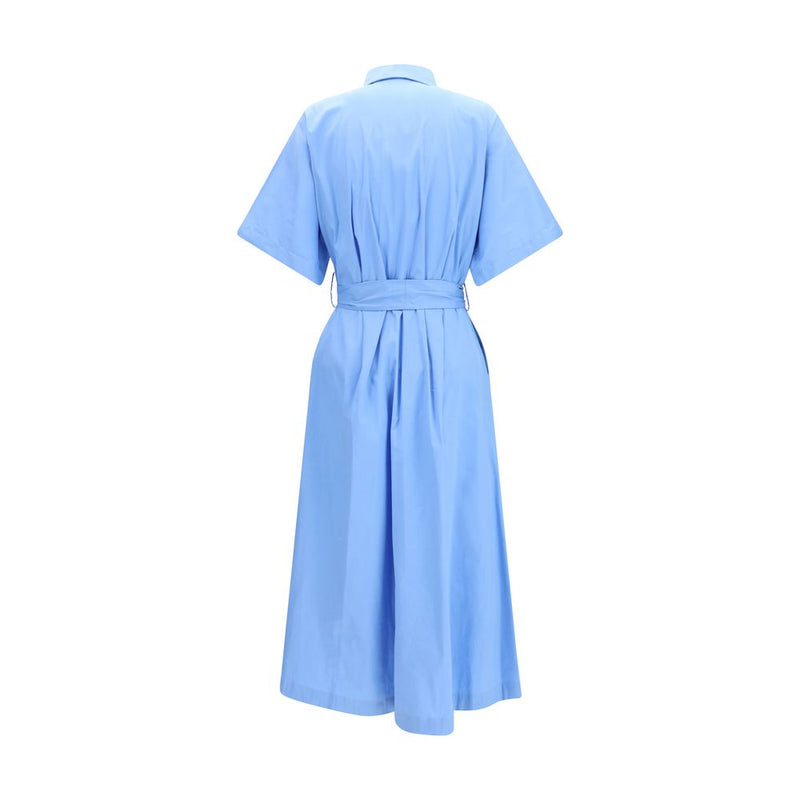 Ella Blue Cotton Casual Dress - Elegant Long Chemisier