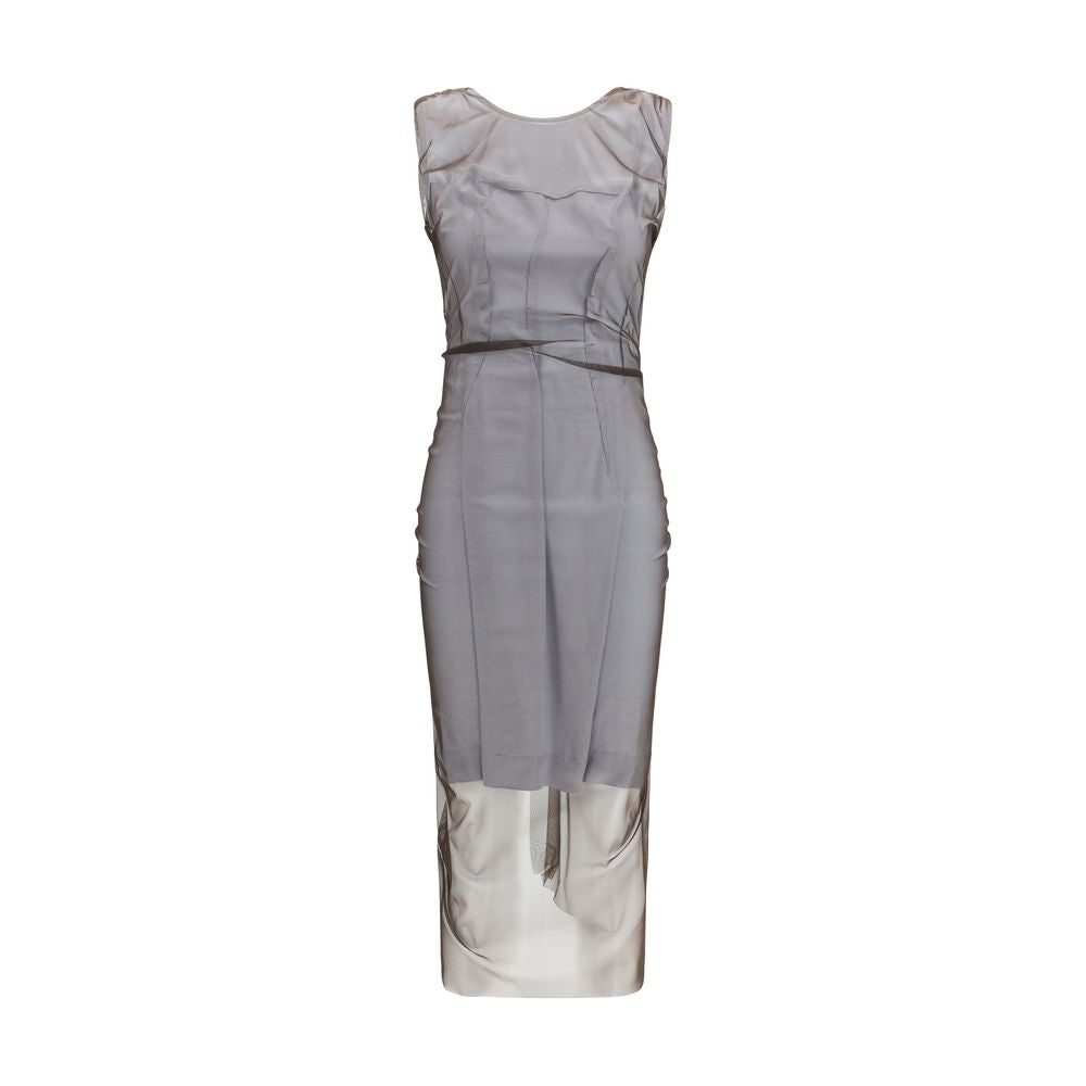 Maison Margiela Brown Semi-Sheer Midi Dress for Women