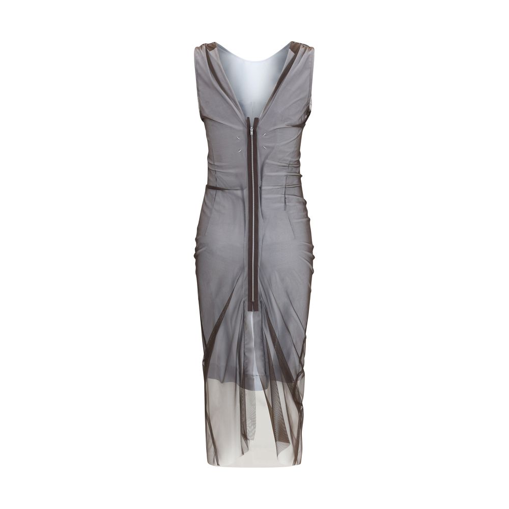 Maison Margiela Brown Semi-Sheer Midi Dress for Women