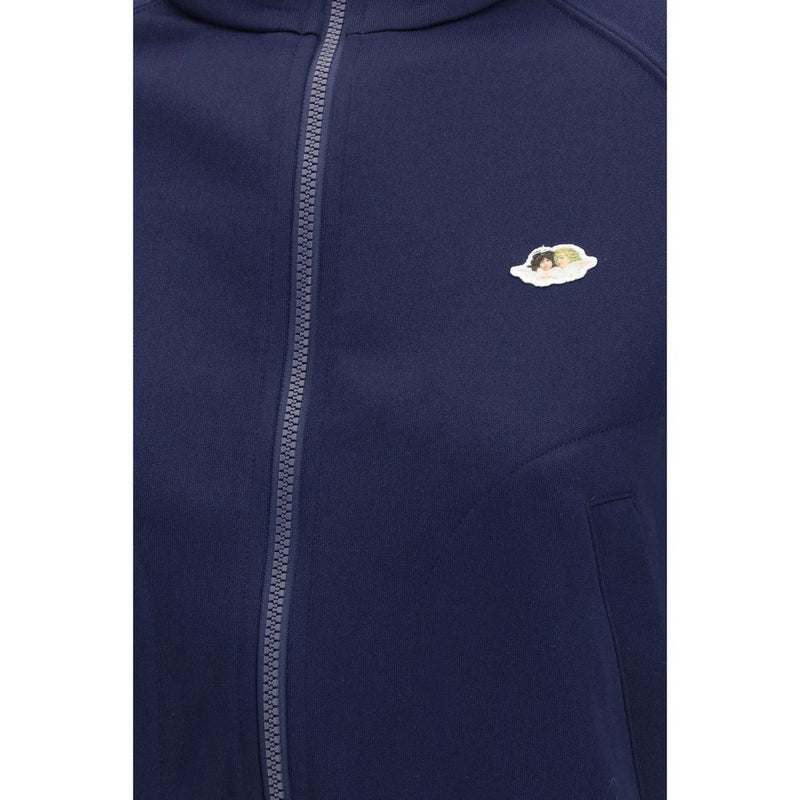 Fiorucci Blue Polyester Cropped Sweatshirt with Angels Patch
