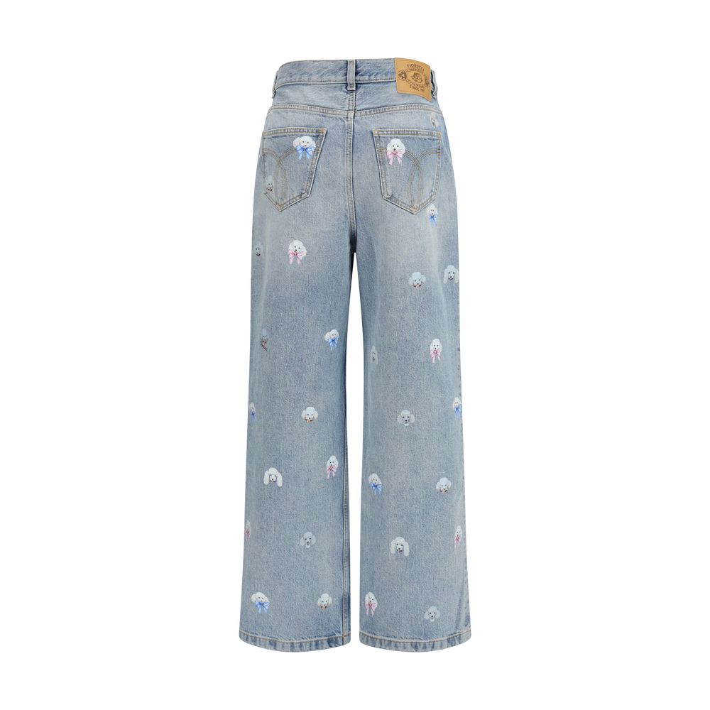 Fiorucci Blue Cotton Relaxed Fit Jeans for Women