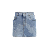 Fiorucci Blue Denim Mini Skirt with Angel Print
