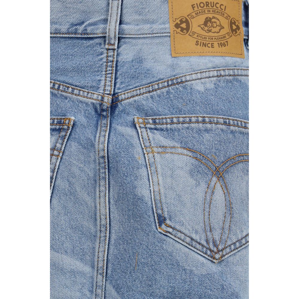 Fiorucci Blue Denim Mini Skirt with Angel Print