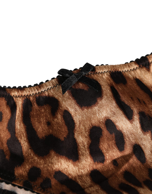 Dolce & Gabbana Black Brown Leopard Mid Waist Brief Panty