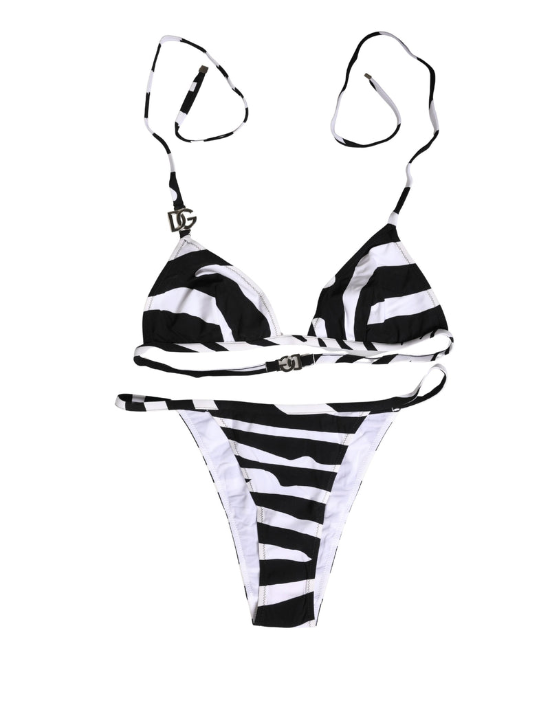Dolce & Gabbana Black and White Zebra Bikini Set