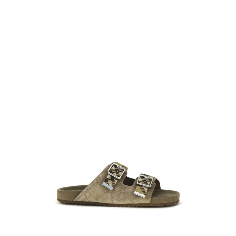 Burberry Beige Calf Leather Bos Taurus Flat Sandals