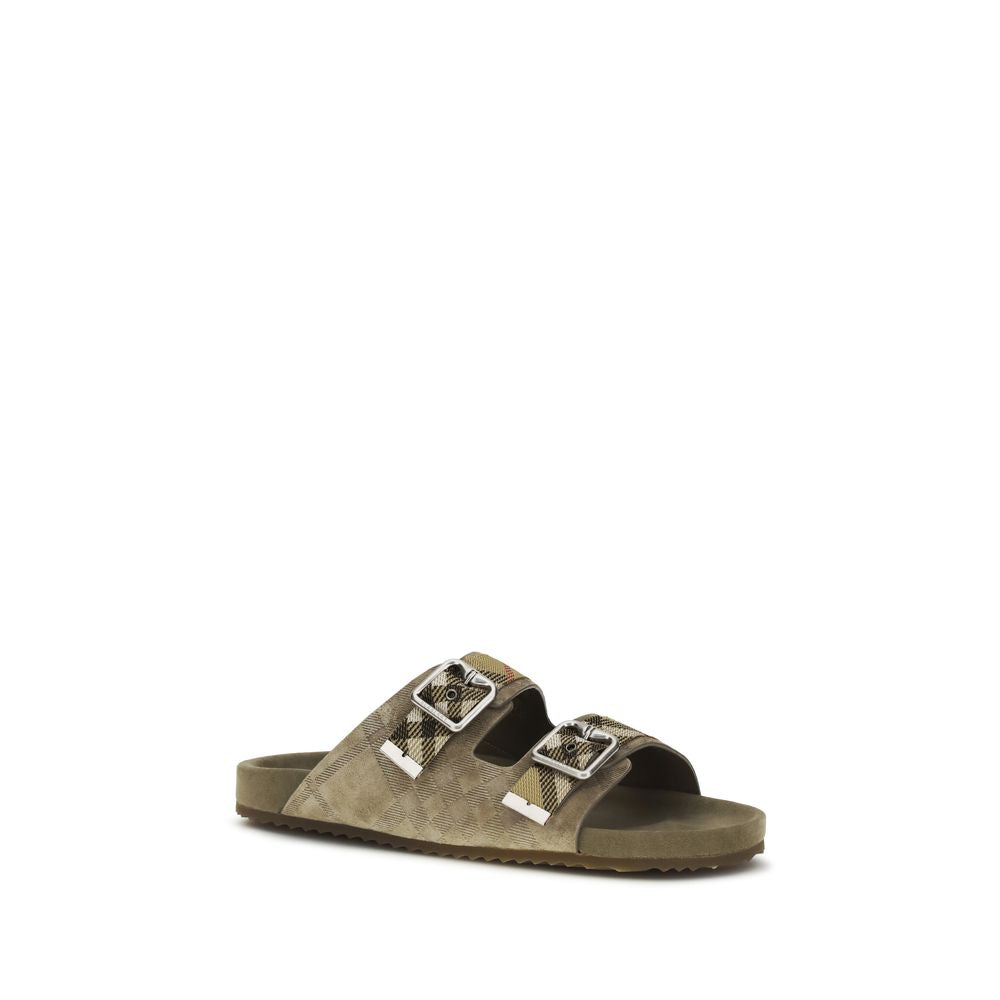 Burberry Beige Calf Leather Bos Taurus Flat Sandals