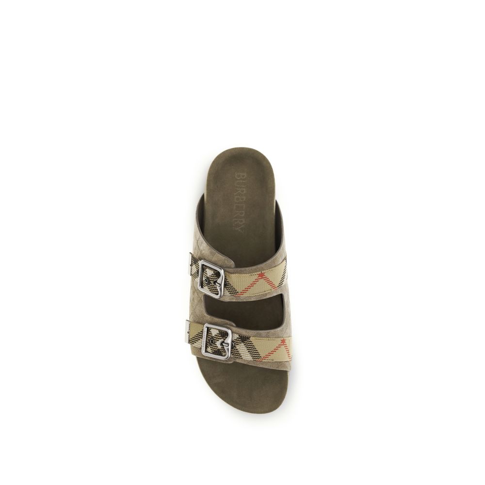 Burberry Beige Calf Leather Bos Taurus Flat Sandals