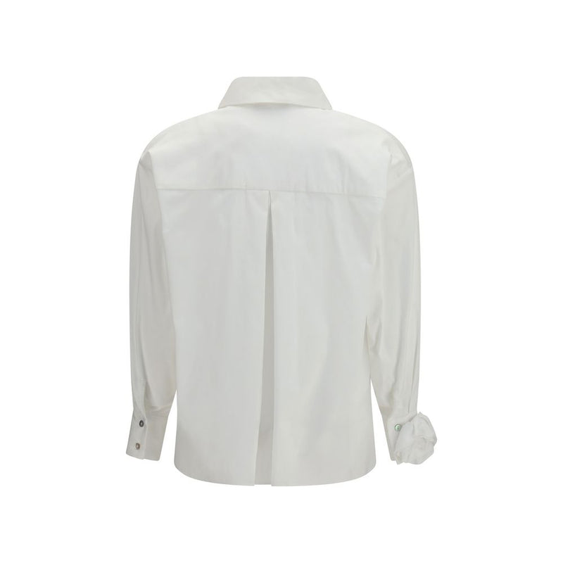 Ella White Cotton Pattern Shirt with Appliqué Roses