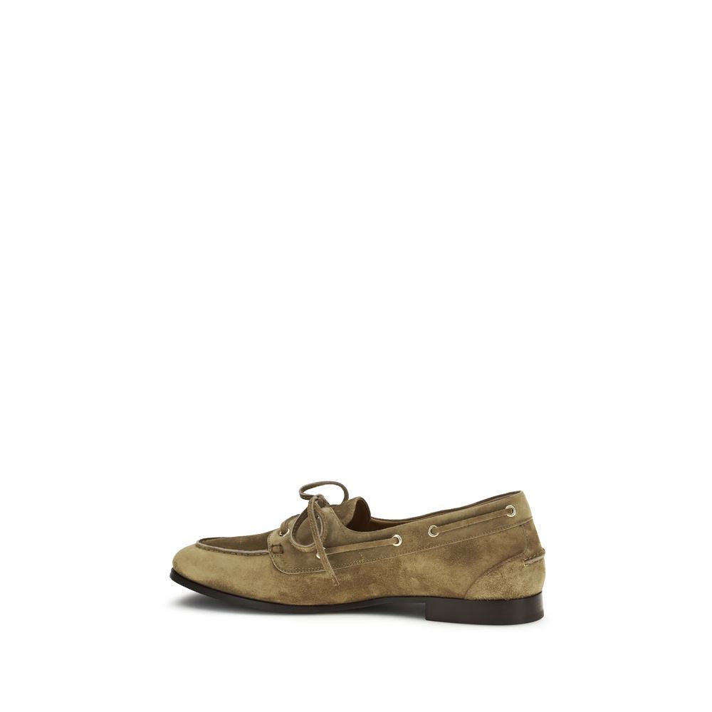 Bally Beige Buffalo Leather Slip-On Loafers