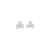 Self-Portrait Silver Brass Earrings with Pearl Bow