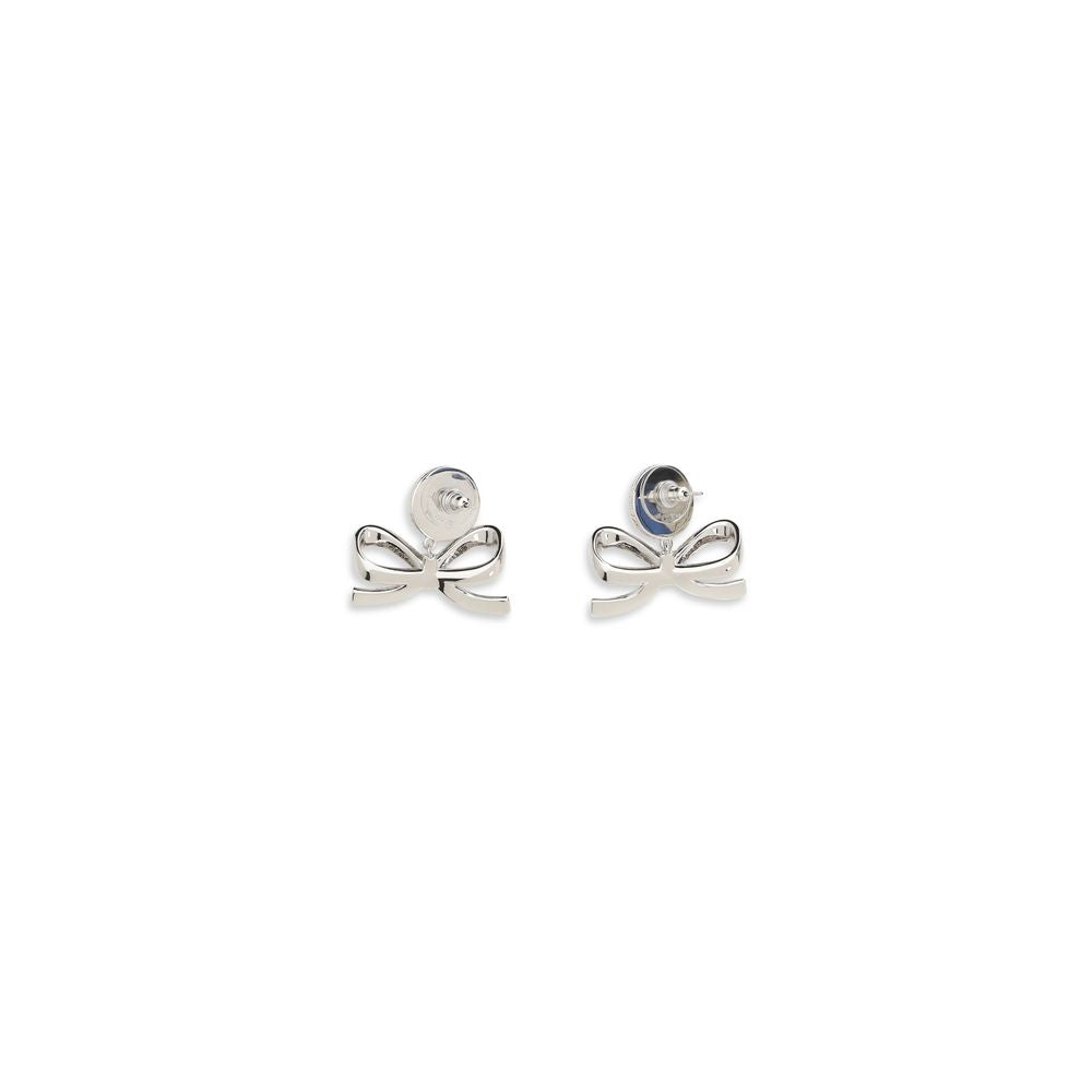 Self-Portrait Silver Brass Earrings with Pearl Bow