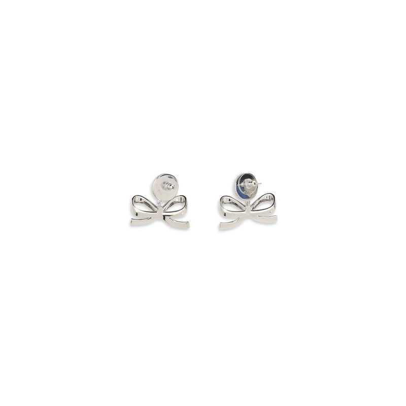 Self-Portrait Silver Brass Earrings with Pearl Bow