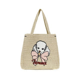 Fiorucci Beige Paper Shoulder Bag with Poodle Embroidery