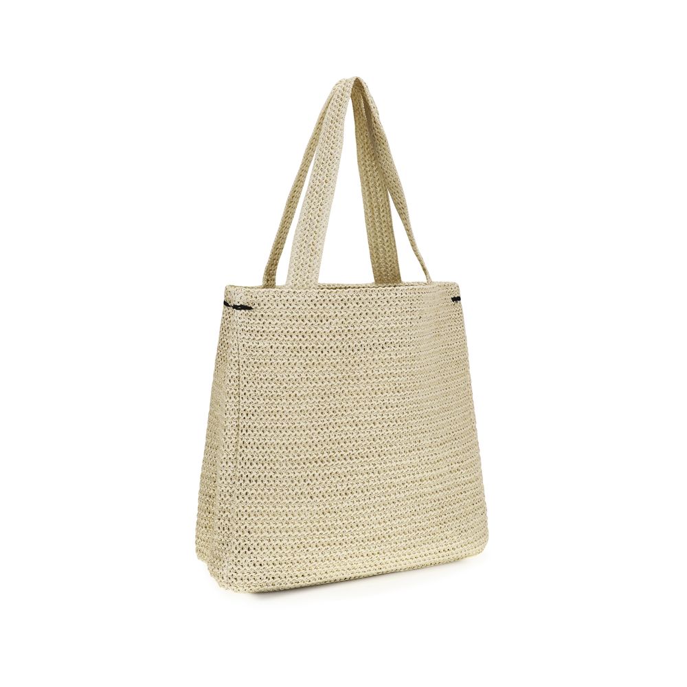 Fiorucci Beige Paper Shoulder Bag with Poodle Embroidery