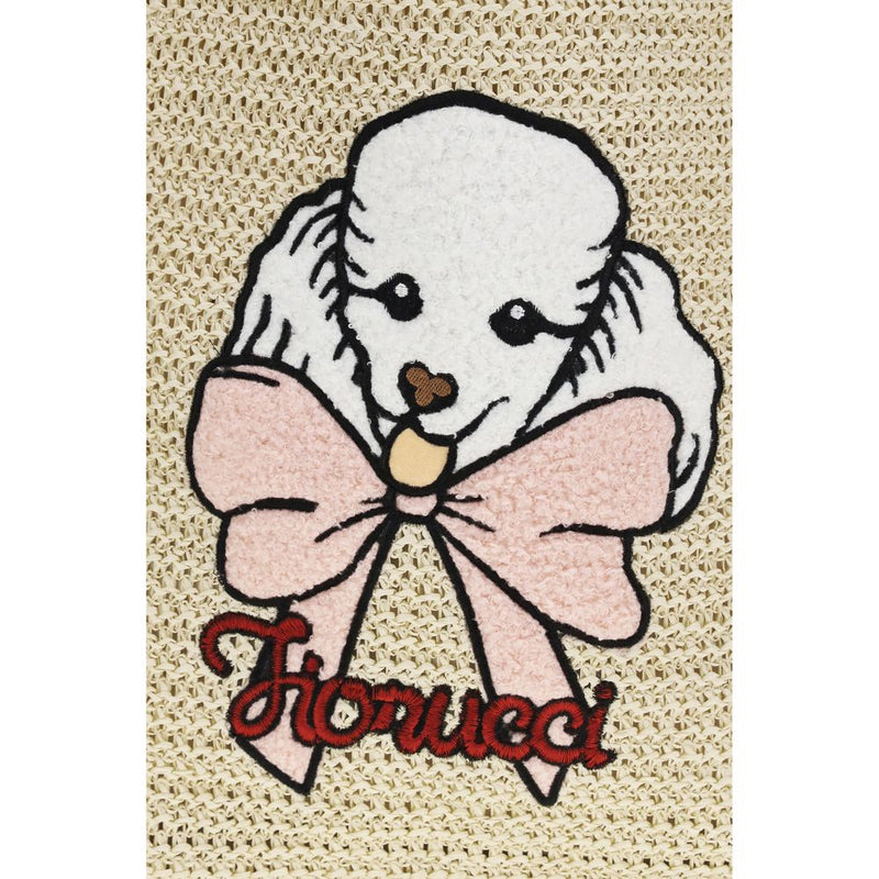 Fiorucci Beige Paper Shoulder Bag with Poodle Embroidery