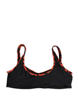 Pyrex Black Top with Orange Leopard Print Bottom 2 Piece Swimwear