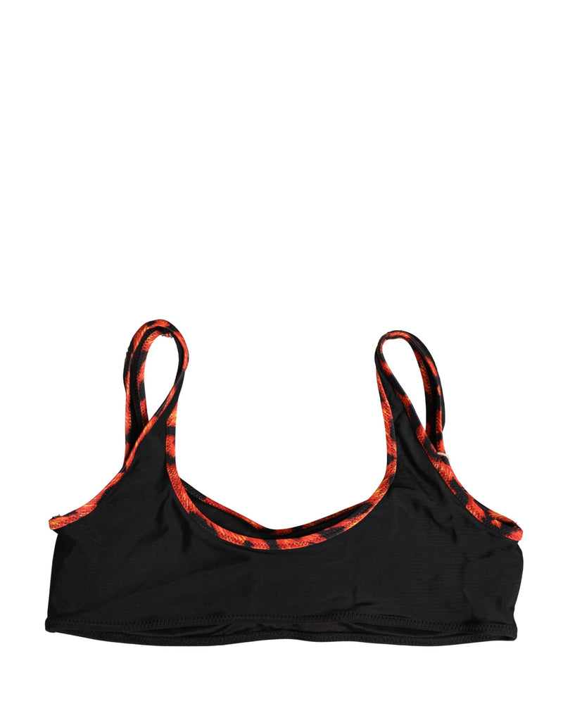 Pyrex Black Top with Orange Leopard Print Bottom 2 Piece Swimwear