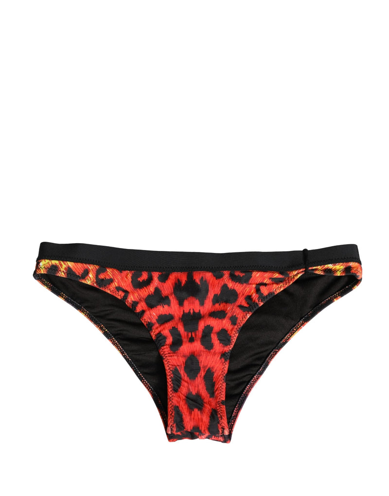 Pyrex Black Top with Orange Leopard Print Bottom 2 Piece Swimwear