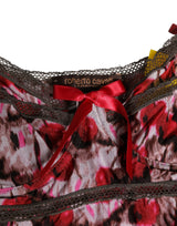 Roberto Cavalli Multicolor Cherry Print Lace Bodysuit